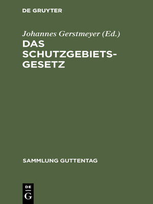 cover image of Das Schutzgebietsgesetz